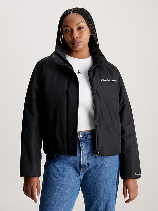 black relaxed lightweight padded jacket for women calvin klein jeans