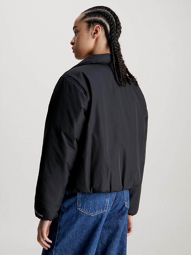 black swobodna lekko ocieplana kurtka dla kobiety - calvin klein jeans