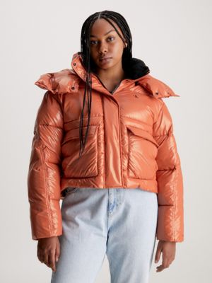 High shine cropped hot sale puffer jacket