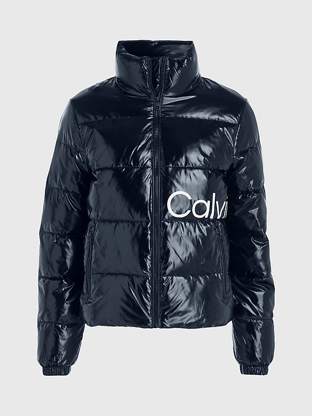 black high shine fitted puffer jacket for women calvin klein jeans