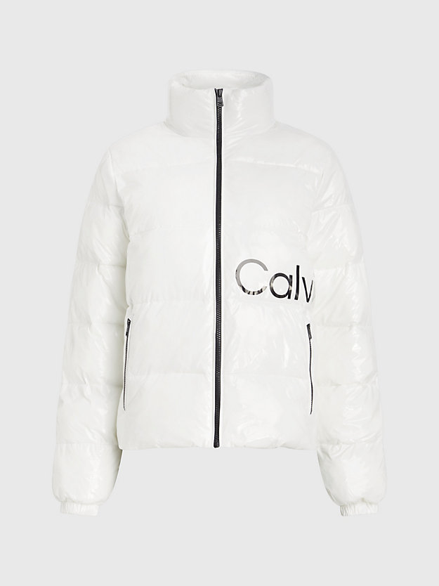 ivory high shine fitted puffer jacket for women calvin klein jeans