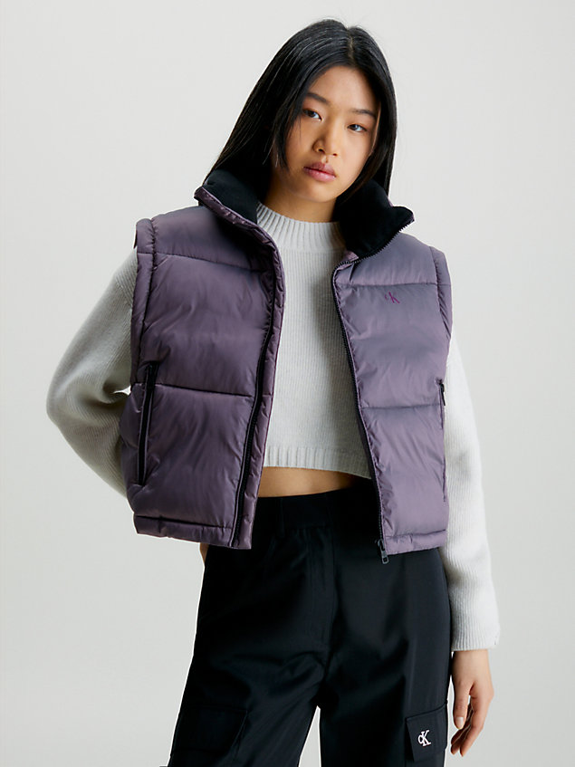 purple 2-in-1 puffer jacket for women calvin klein jeans