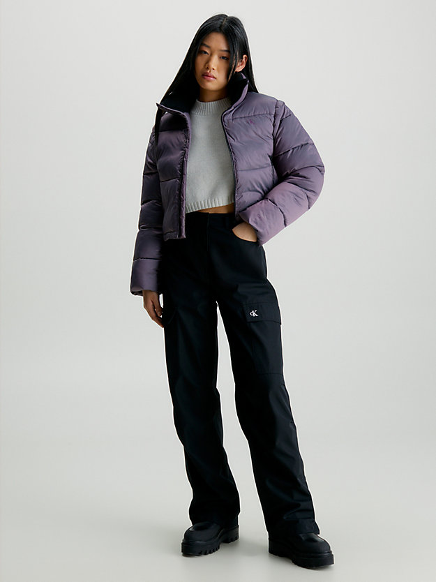metallic amaranth 2-in-1 puffer jacket for women calvin klein jeans