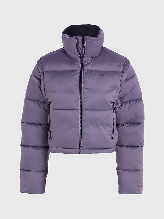 purple 2-in-1 puffer jacket for women calvin klein jeans