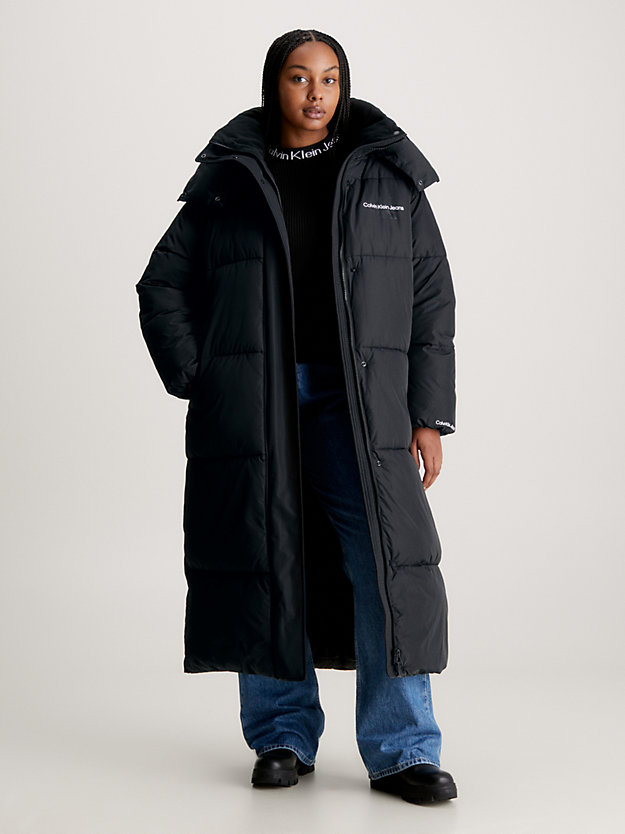 abrigo oversized de plumas largo con capucha ck black de mujer calvin klein jeans