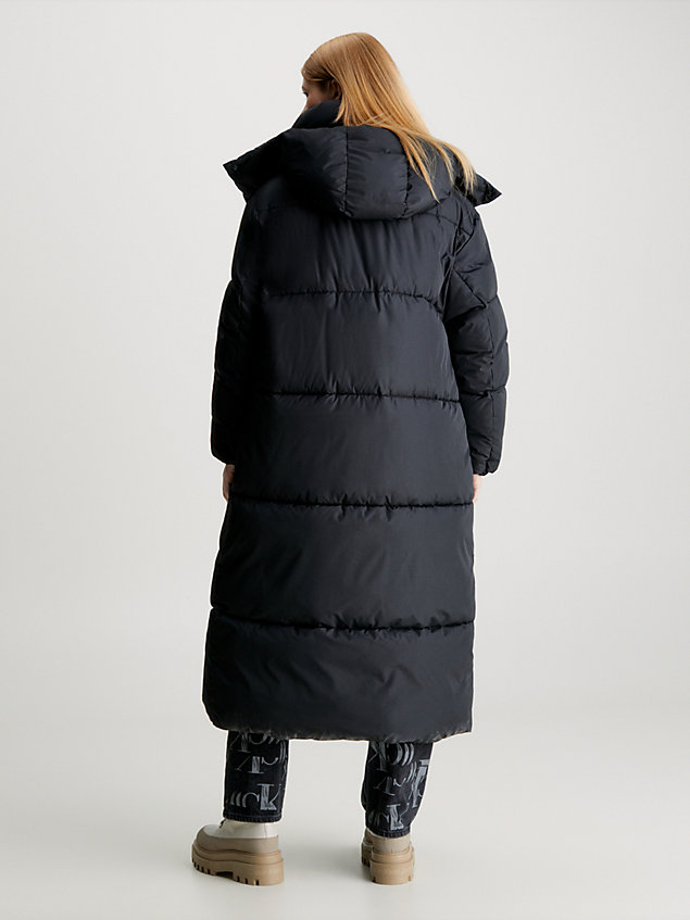 black długi płaszcz puchowy z kapturem oversize dla kobiety - calvin klein jeans