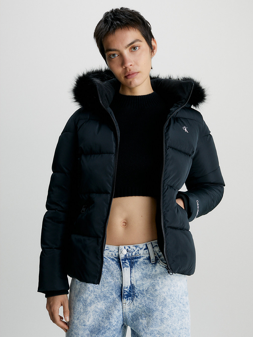 CK BLACK Fitted Hooded Puffer Jacket undefined women Calvin Klein