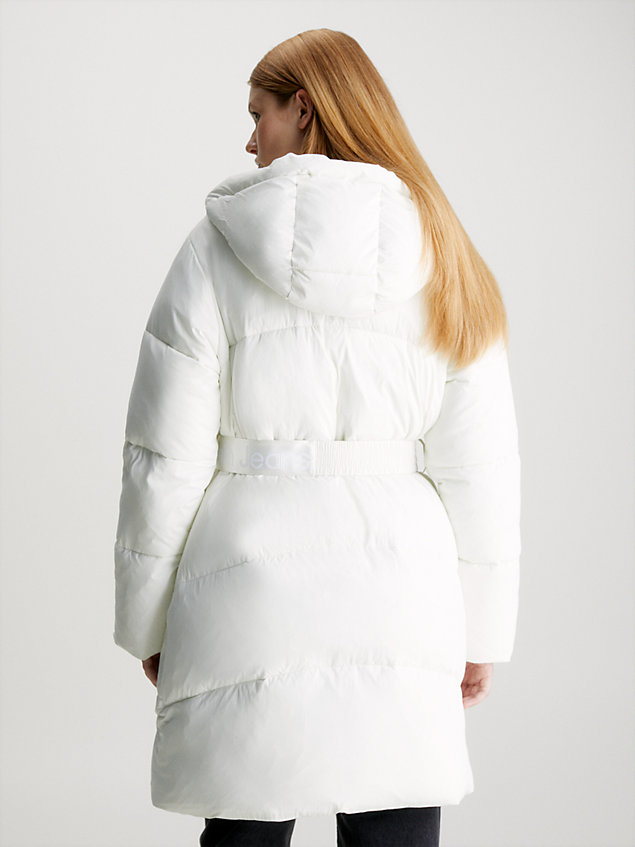 white nylon belted puffer coat for women calvin klein jeans
