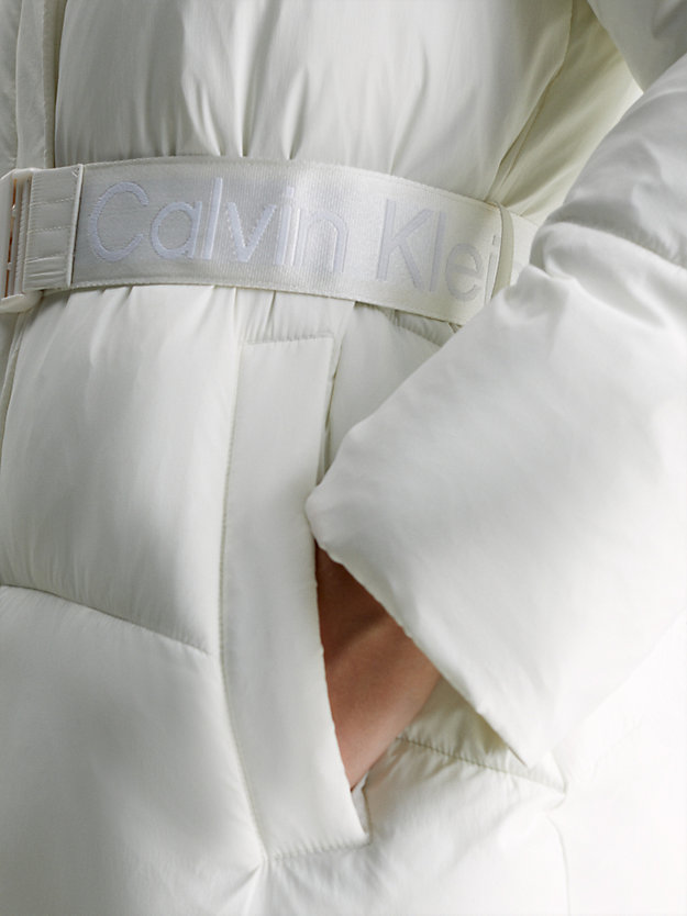 ivory nylon pufferjas met riem voor dames - calvin klein jeans