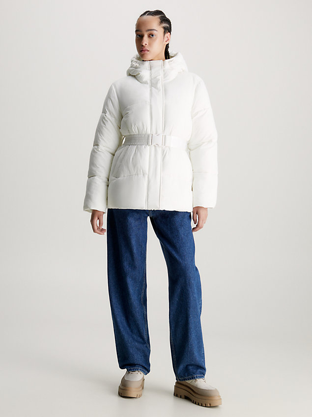 chaqueta de plumas de nailon con cinturón white de mujer calvin klein jeans