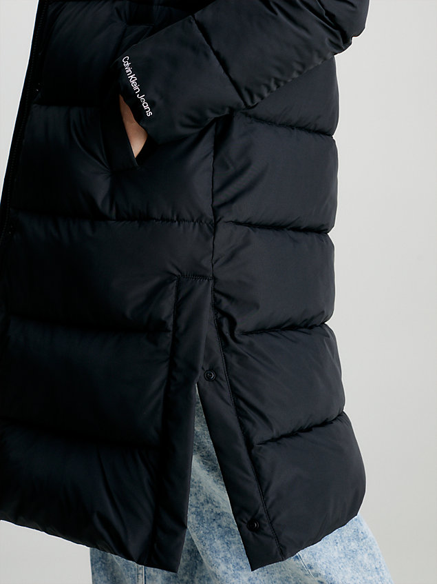 black płaszcz puchowy z kapturem dla kobiety - calvin klein jeans