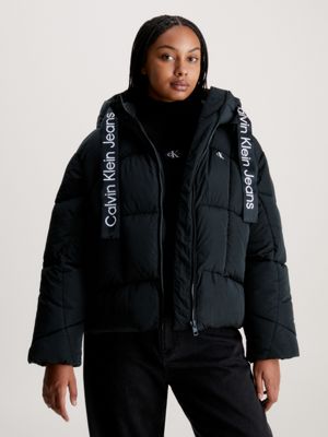 Monogram tape puffer store calvin klein