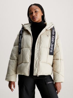 CALVIN KLEIN JEANS - Women's short down jacket with monogram - Size 