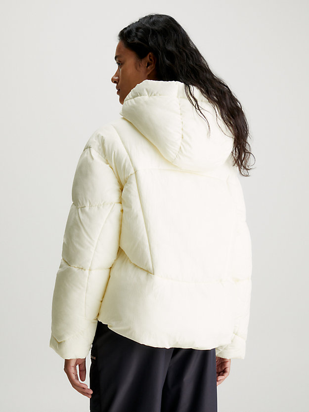 ivory logo tape short puffer jacket for women calvin klein jeans
