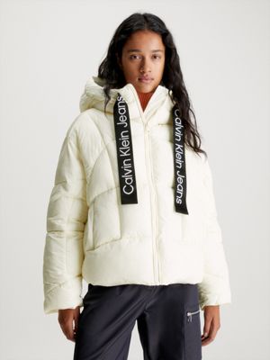 CALVIN KLEIN JEANS - Women's short down jacket with monogram - Size 