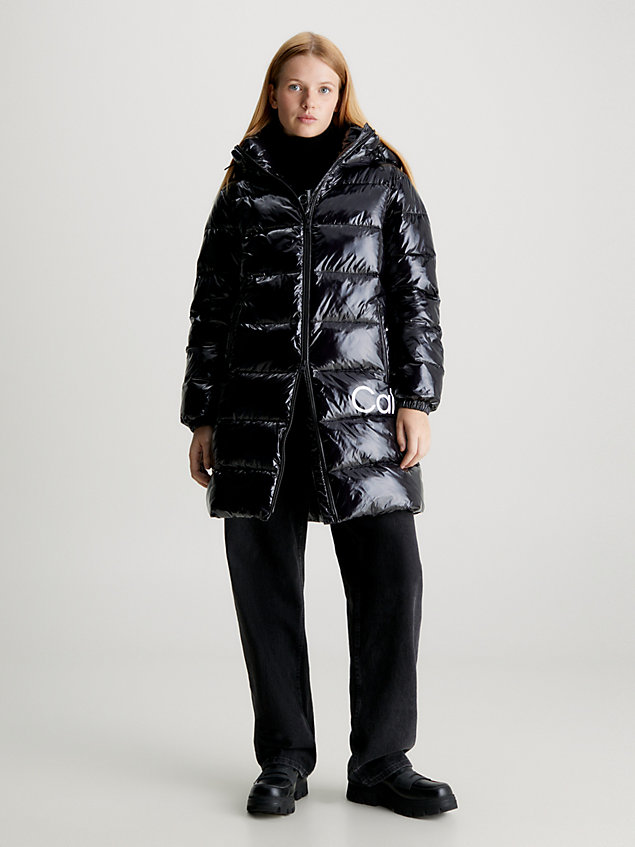 black high shine fitted puffer coat for women calvin klein jeans