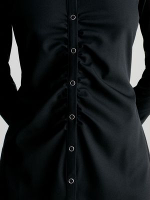 black fitted long sleeve shirt dress for women calvin klein jeans