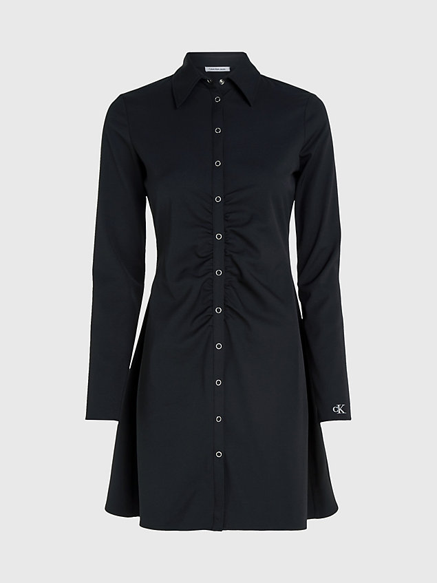 black fitted long sleeve shirt dress for women calvin klein jeans