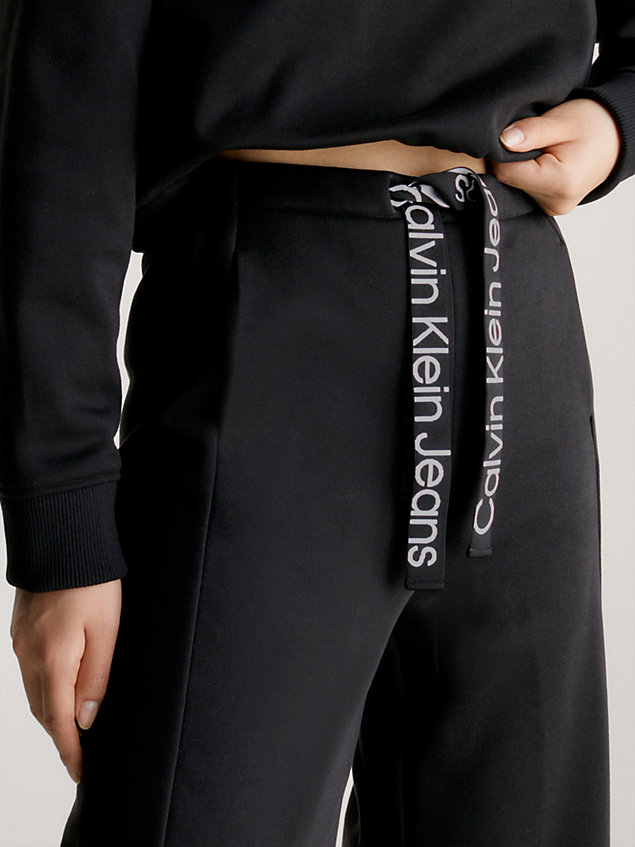 pantalón deportivo de pierna ancha con cinta con logo black de mujer calvin klein jeans