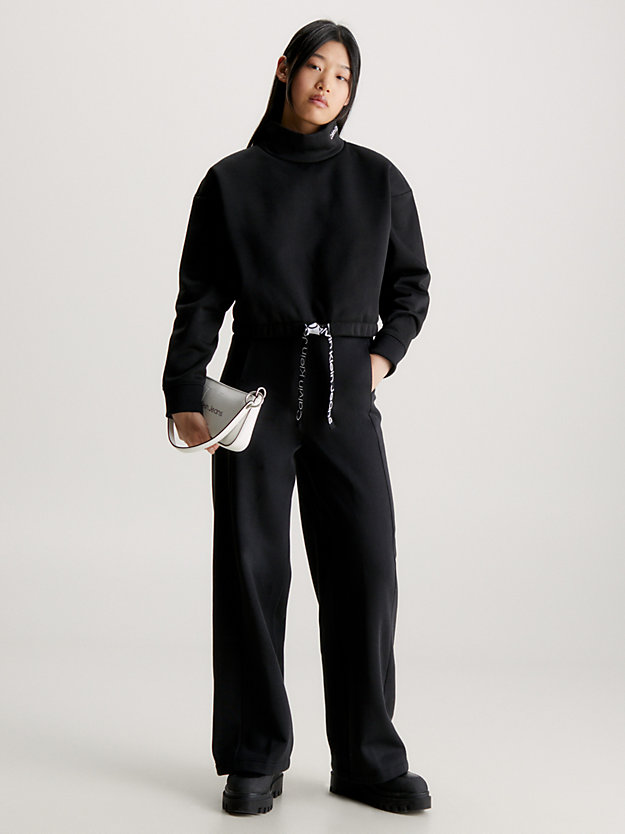 pantalon de jogging à jambes larges avec logo tape ck black pour femmes calvin klein jeans