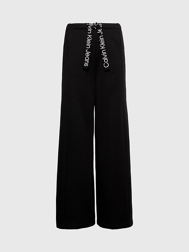 pantaloni da tuta a gamba larga con logo tape black da donna calvin klein jeans