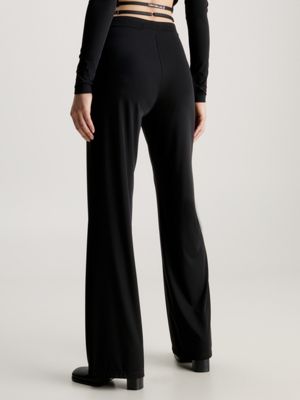 Flared Jersey Trousers - Black