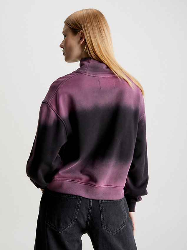 black relaxte sweater met sprayprint voor dames - calvin klein jeans