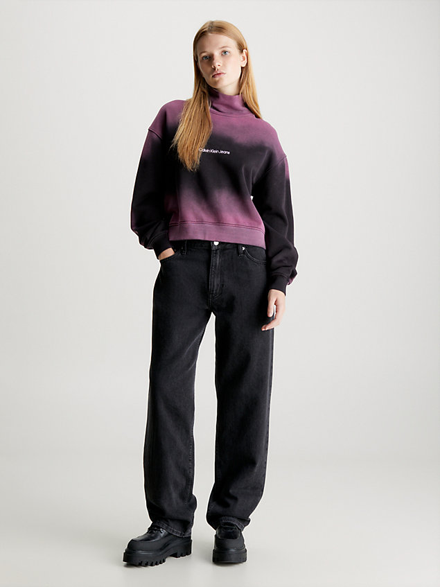 black relaxte sweater met sprayprint voor dames - calvin klein jeans
