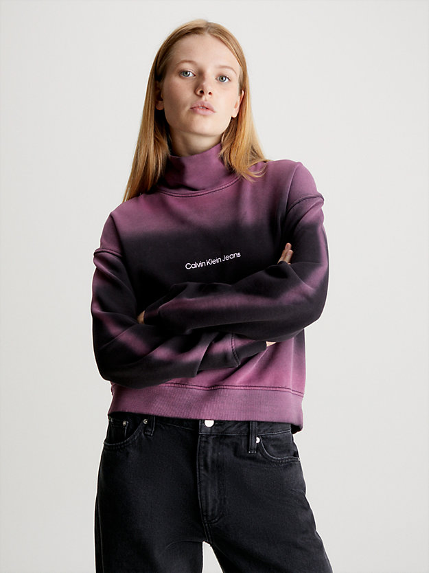 ck black/amaranth lässiges sweatshirt mit spray-print für damen - calvin klein jeans
