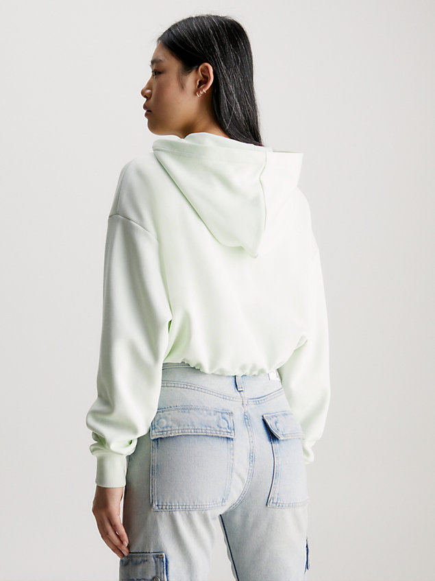 green cropped hoodie met logo in reliëf voor dames - calvin klein jeans