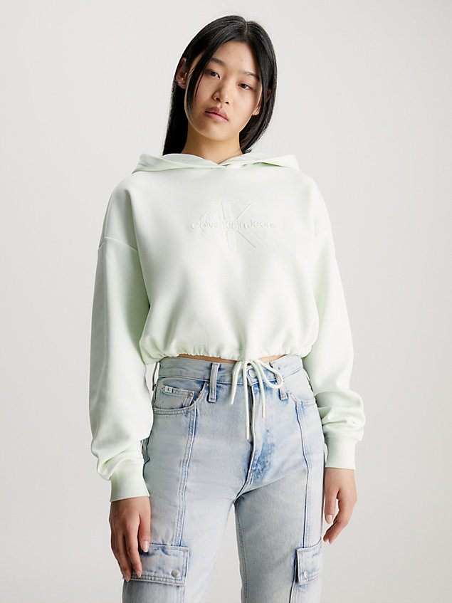  cropped embossed logo hoodie for women calvin klein jeans