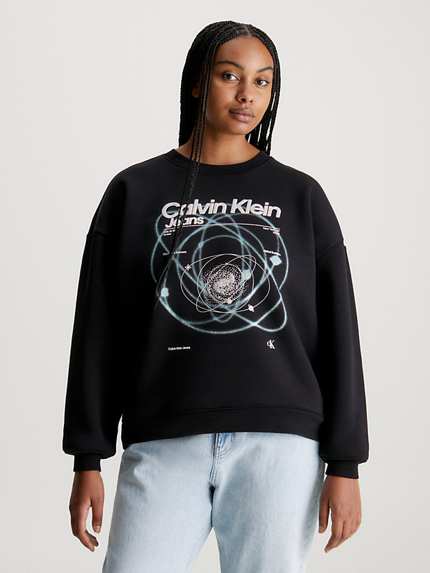 ck black printed boyfriend sweatshirt for women calvin klein jeans