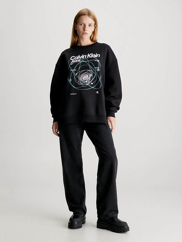 black printed boyfriend sweatshirt for women calvin klein jeans