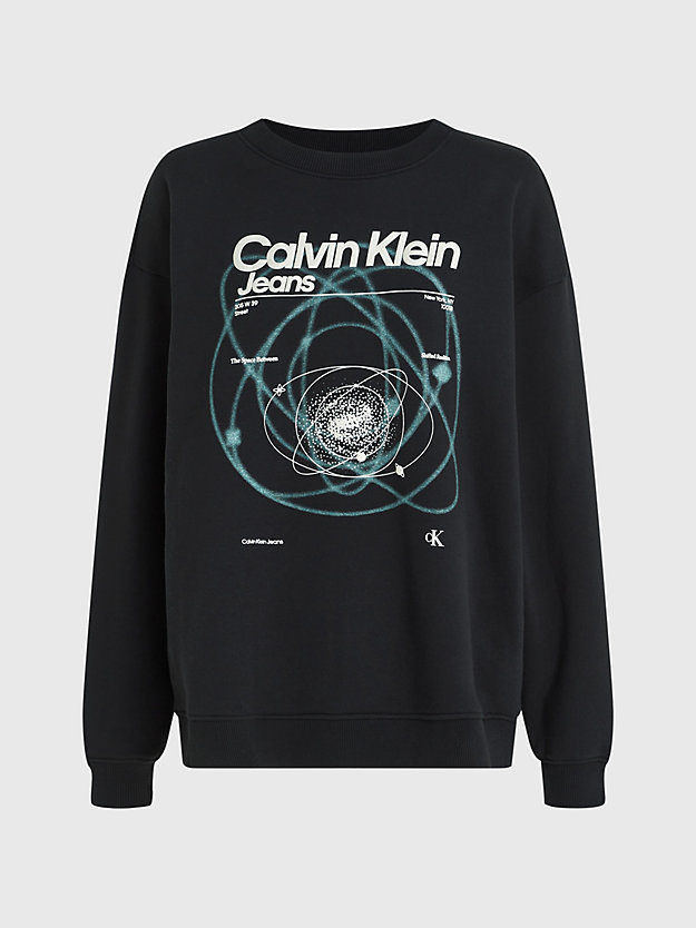 ck black printed boyfriend sweatshirt for women calvin klein jeans