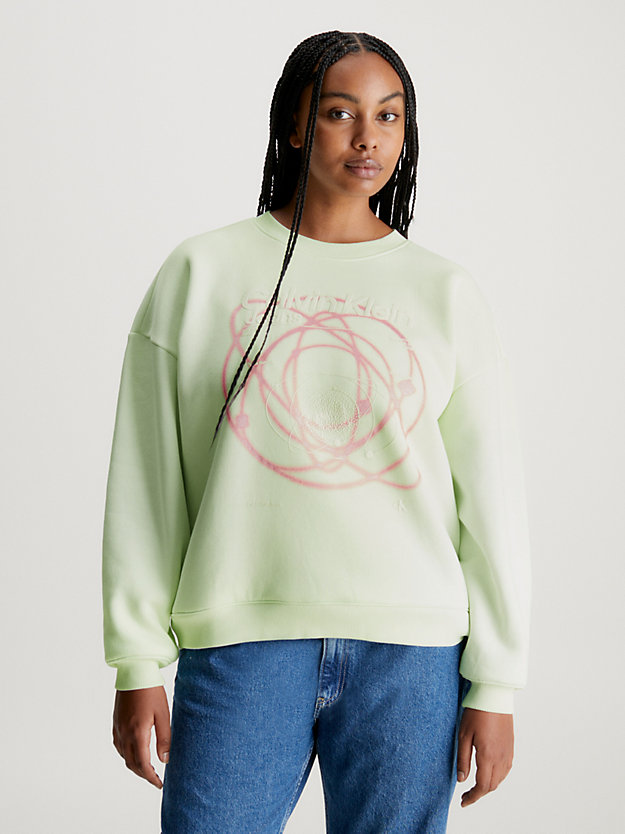 canary green printed boyfriend sweatshirt for women calvin klein jeans