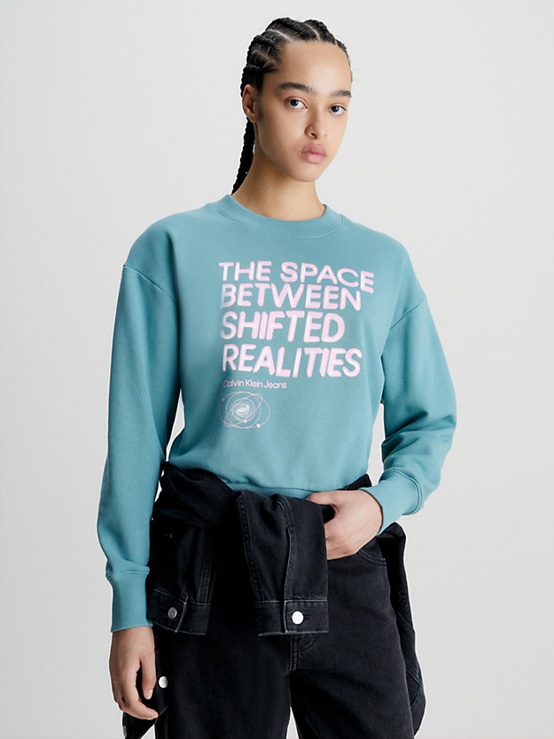 arctic/neon pink cotton printed sweatshirt for women calvin klein jeans