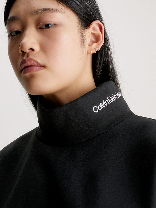 ck black/bright white cropped logo tape sweatshirt for women calvin klein jeans