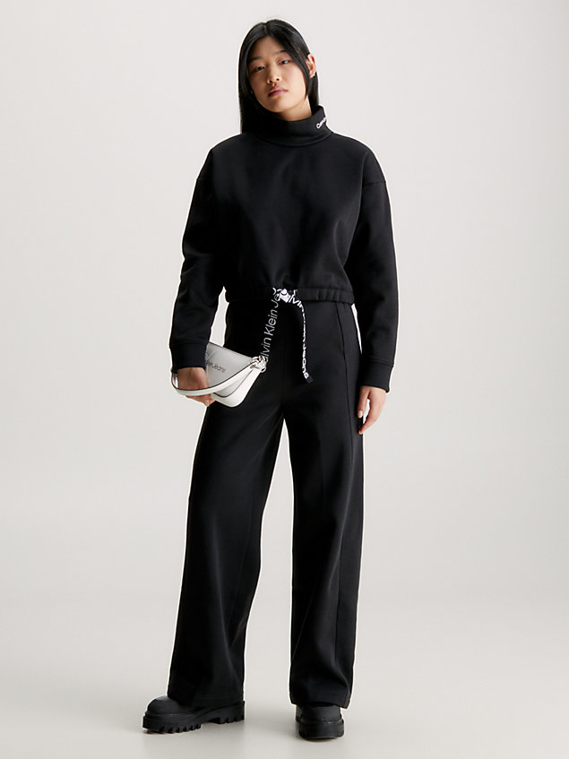 black cropped logo tape sweatshirt for women calvin klein jeans