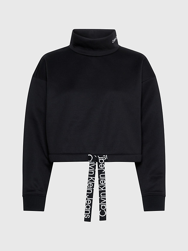 ck black/bright white cropped logo tape sweatshirt for women calvin klein jeans