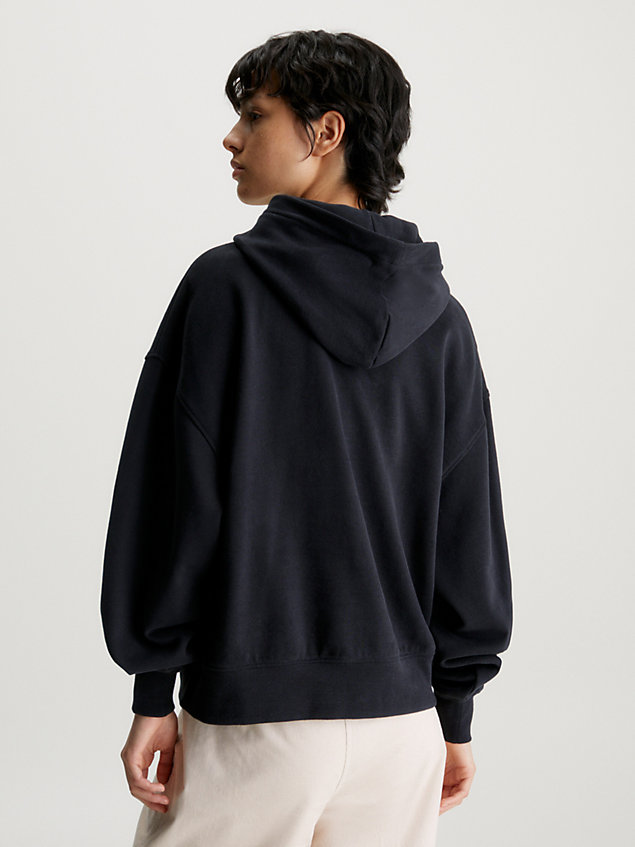 black fleece-katoenmix hoodie voor dames - calvin klein jeans