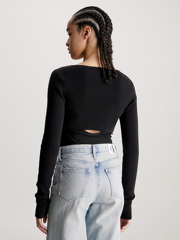 micro-cardigan en coton ck black pour femmes calvin klein jeans