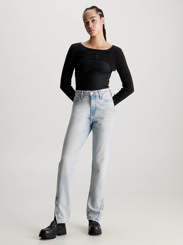 black cardigan aus mikro-baumwolle für damen - calvin klein jeans