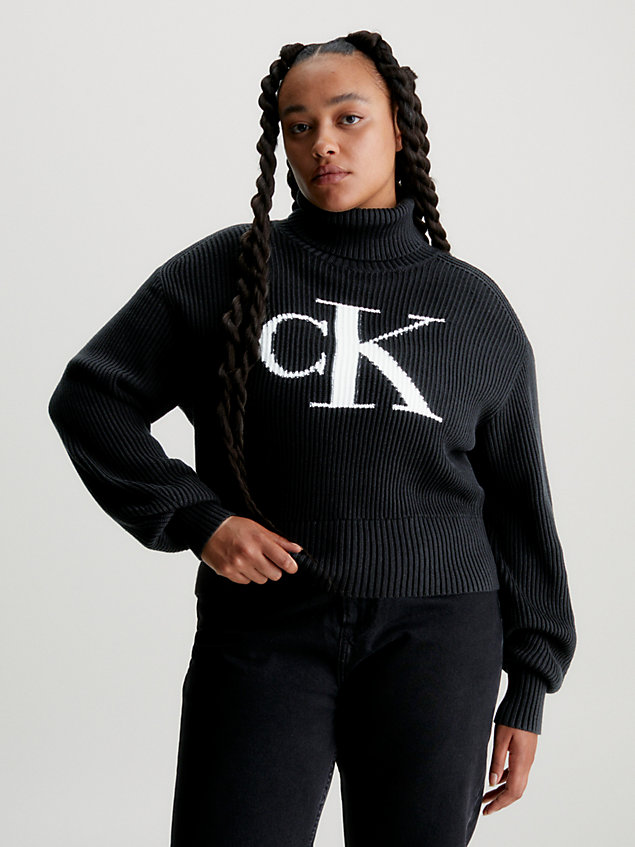 maglione con monogramma taglio relaxed black da donna calvin klein jeans