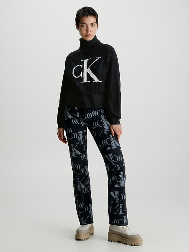 ck black relaxed monogram jumper for women calvin klein jeans