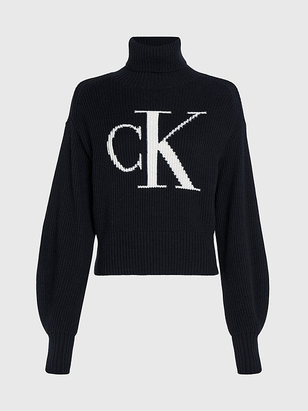 ck black relaxed monogram jumper for women calvin klein jeans