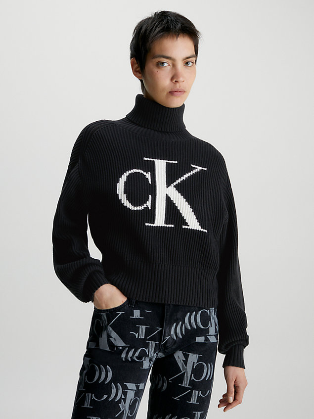 maglione con monogramma taglio relaxed black da donna calvin klein jeans