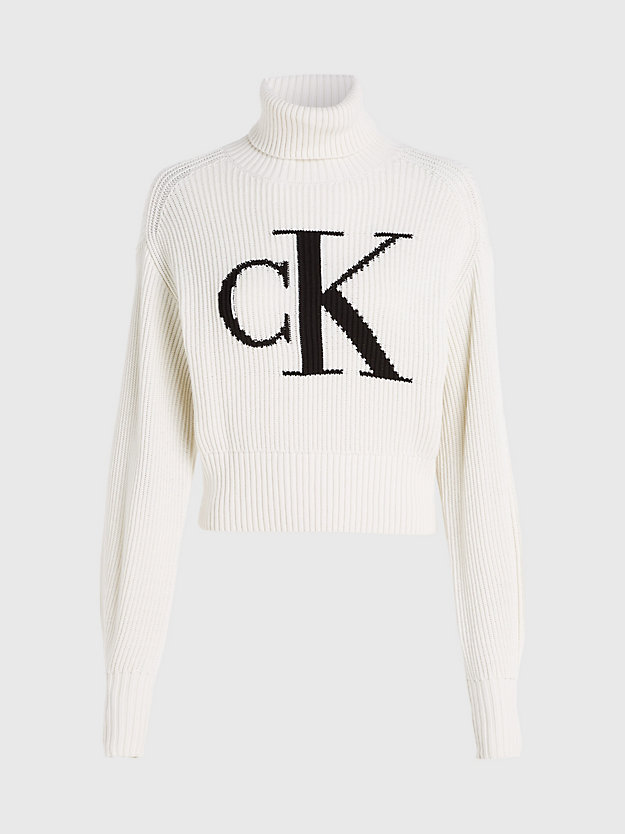 ivory luźny sweter z monogramem dla kobiety - calvin klein jeans