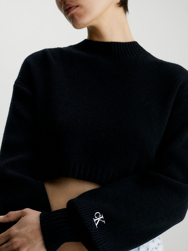 jersey de lana cropped black de mujer calvin klein jeans