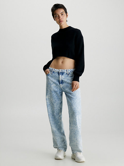 black cropped lambswool jumper for women calvin klein jeans