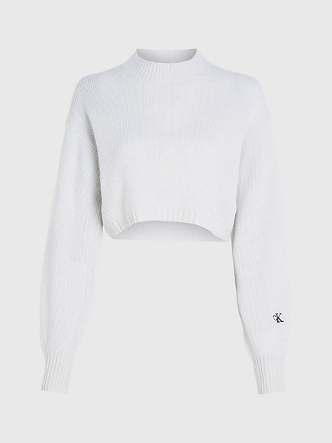 jersey de lana cropped white de mujer calvin klein jeans
